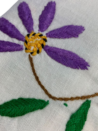 Vintage Lace Trim Embroidered Table Runner 18" x 42" Floral