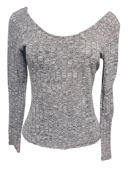 Medium Ultra Flirt Ribbed Fitted Womens Top Marled Purple Scoop Neck