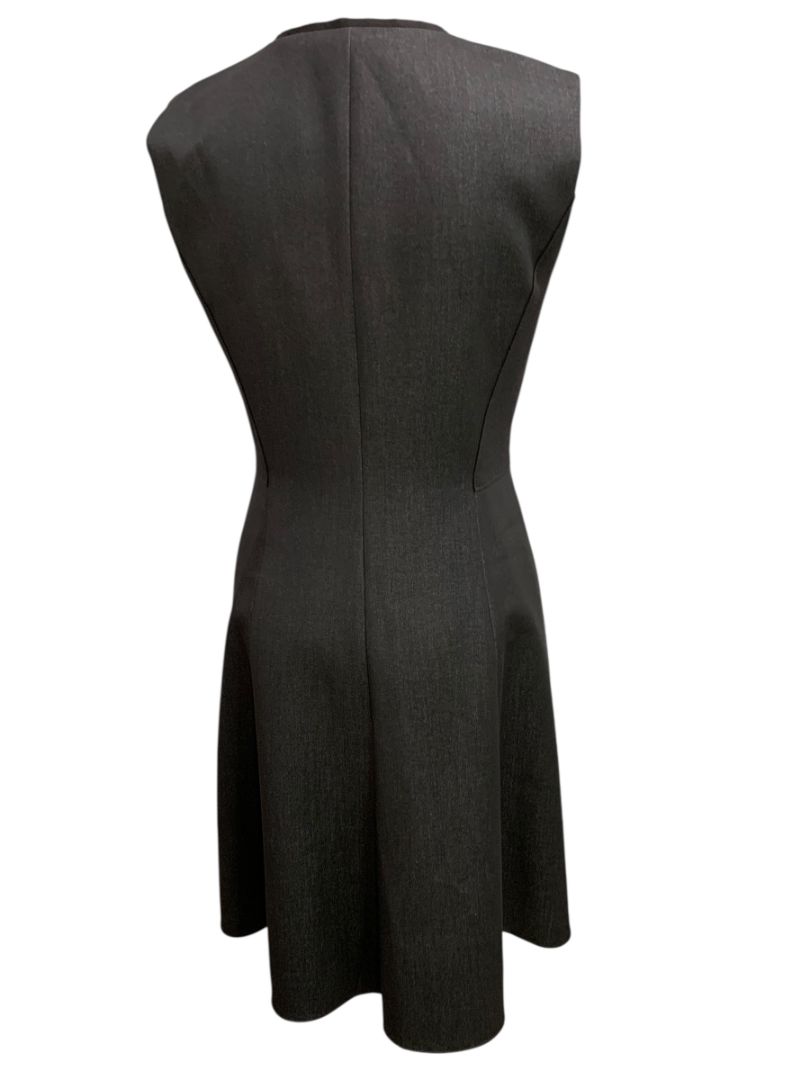 Size 6 Tahari A-Line Tristen Dress Heather Black Front Zip Lined
