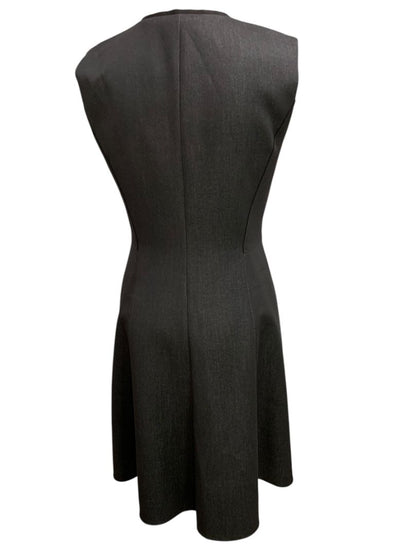 Size 6 Tahari A-Line Tristen Dress Heather Black Front Zip Lined