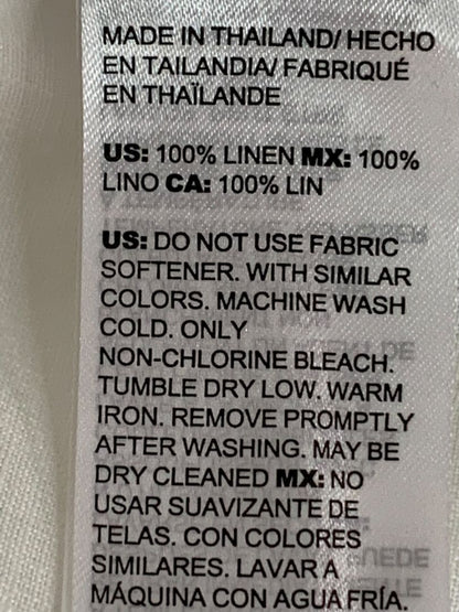 Size XL Chicos Womens Linen Tunic Button Up Blouse Shirt White