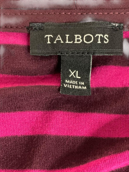 Size XL Talbots Womens Striped Raspberry Tie Neck Shirt