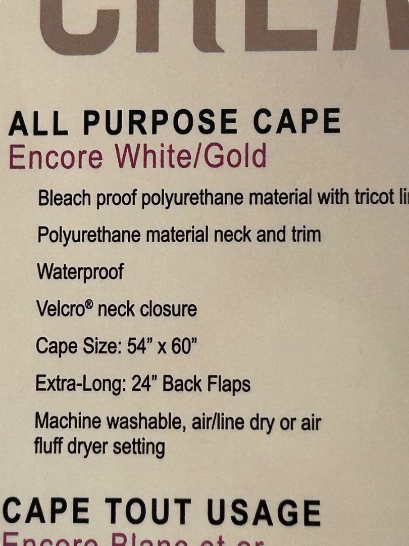 Cricket Create Hair Salon All Purpose Cape Styling Bleachproof New