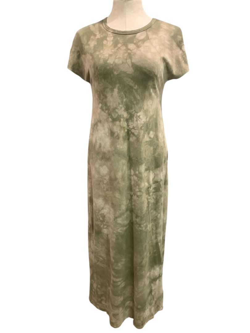 Size XS LulaRoe Maria Tshirt Maxi Dress Tie Dye Olive Green Tan
