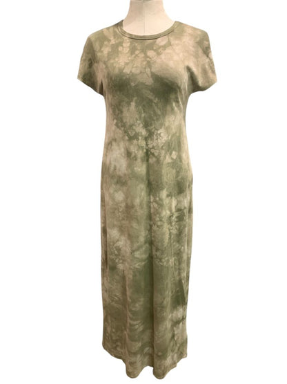 Size XS LulaRoe Maria Tshirt Maxi Dress Tie Dye Olive Green Tan