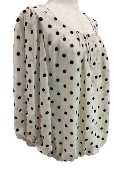 Large Sara Michelle Womens Sheer Sleeve Blouse Shirt Beige Banded