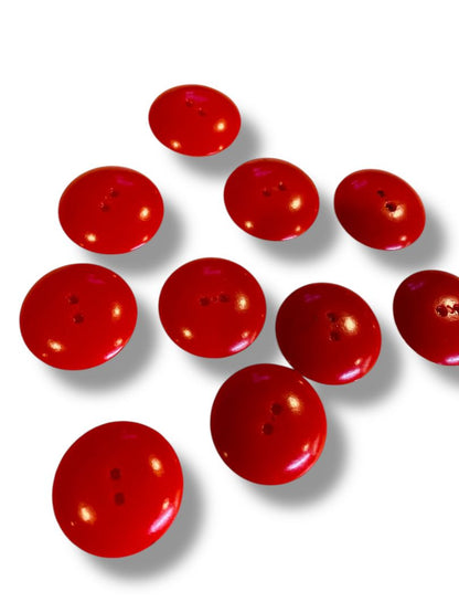 Set of 10 Midcentury Red Plastic Buttons  Curved Craft Sew 1" Diameter