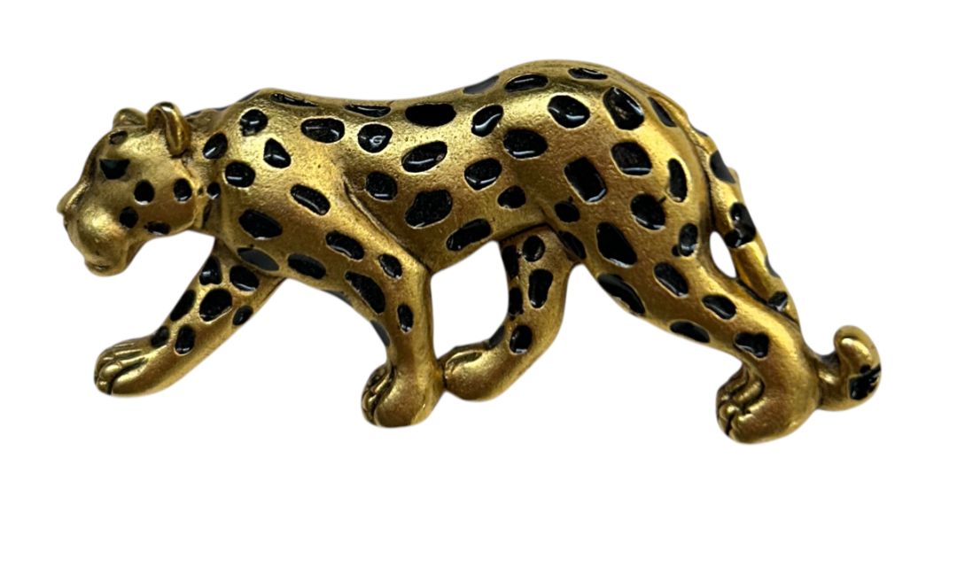 Goldtone Stalking Jaguar Brooch Signed Multilana 2.5" Pin