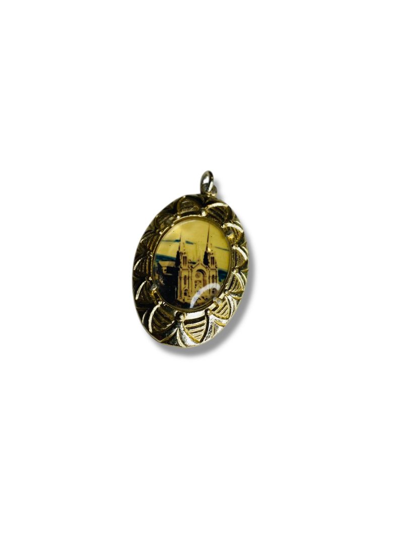 Vintage Double Sided St Anne Notre Dame Pendant Charm Religious 1.5"