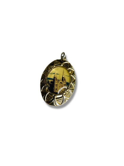 Vintage Double Sided St Anne Notre Dame Pendant Charm Religious 1.5"
