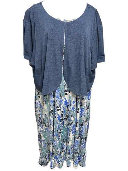Size 24W Perceptions Woman 2 Piece Dress with Faux Denim Jacket