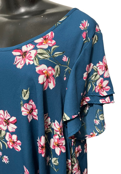 2X Torrid Women's Georgette Flutter Short Sleeve Pullover Blouse