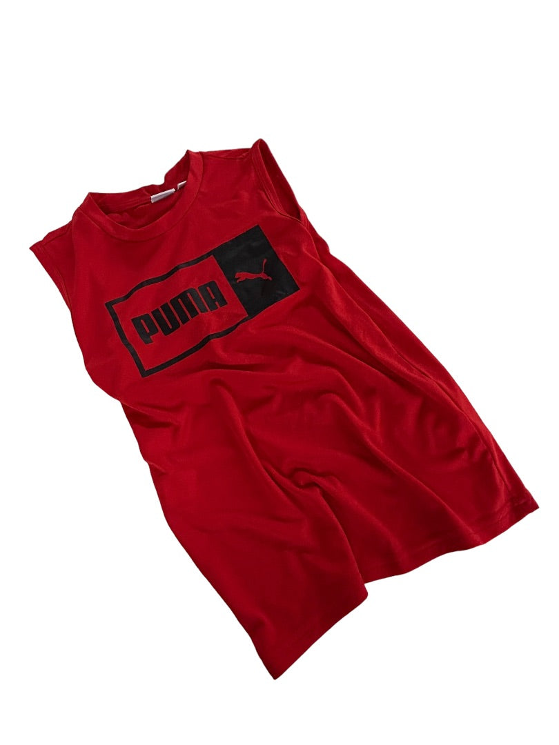 Size 7 Puma Youth Red Black Tank Top Sleeveless Activewear