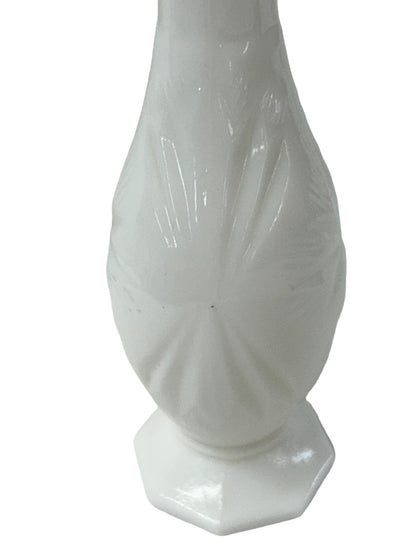 Milkglass Vintage Bud Vase White Glass Starburst Design 7"h