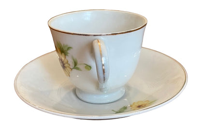 Vintage Japan Porcelain Yellow Daisy Petite Cup and Saucer Set