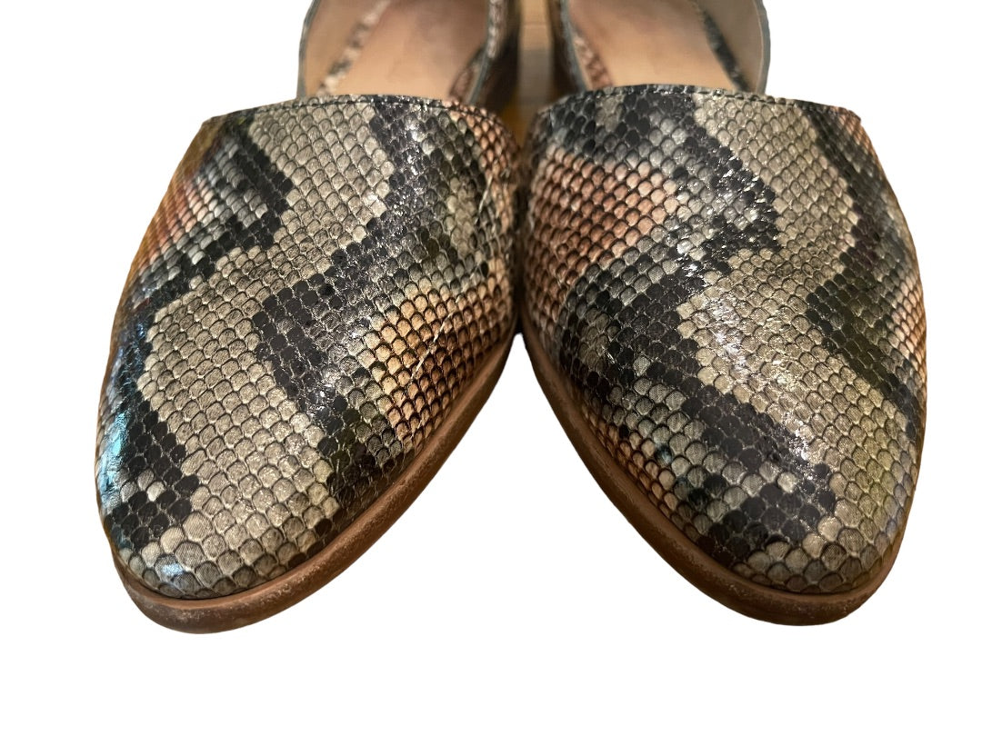 Size 6.5 Madewell The Marisa D'Orsay Flat Snake Embossed Leather Womens Shoes