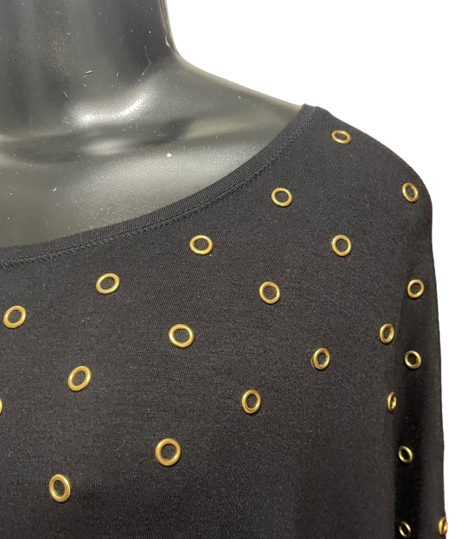 3X Philosophy Woman Republic Clothing Black Top with Gold Grommets