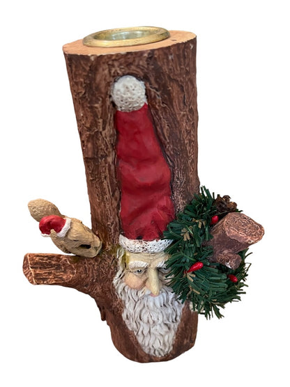 Santa's World Kurt S Adler Inc Santa Tree Stump Squirel Wreath Candle Holder