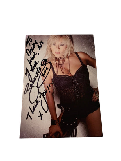 Samantha Fox Promotional Cardstock Flyer Personalized Autograph 6 x 8.5 Signed Black Corset