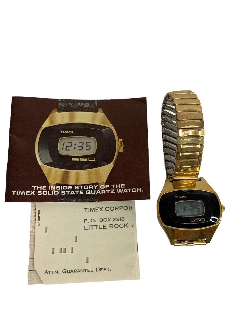 Timex Vintage 1970s SSQ Digital Sports Watch Goldtone As Is with Manual