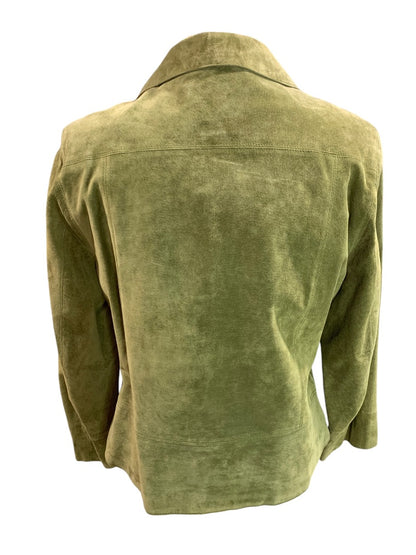 Large Uniform John Paul Richard Womens Full Zip Green Suede Fitted Jacket