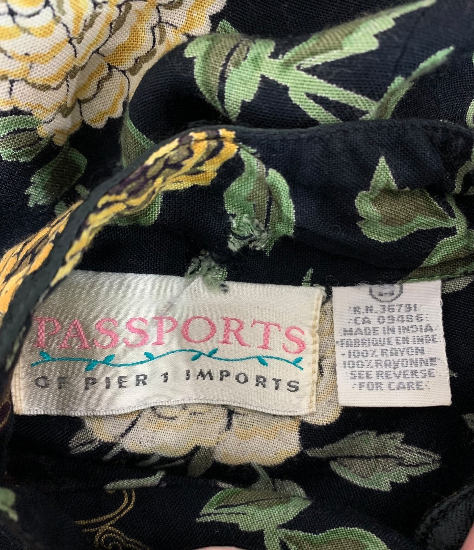 Medium Passports Vintage 1990s Sleeveless A-Line Rayon Dress Button Up