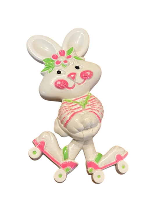 Avon Fragrance Glace Bunny Rabbit Roller Skates Pin 70's