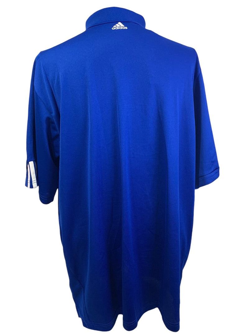 XL Adidas Golf Mens New Royal Blue Polo Shirt ClimaLite Striped Cuff P77778