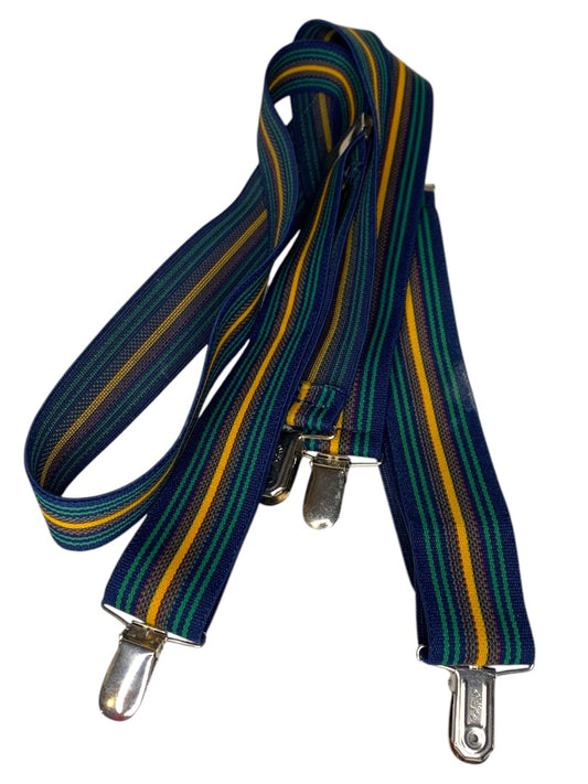 Vintage 1970s Mens Striped Adjustable Elastic Suspenders Pelican USA