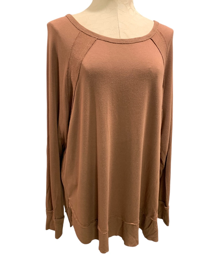 XL Joy Lab Womens Casual Shirt Top Pullover Brown Soft Jersey Knit