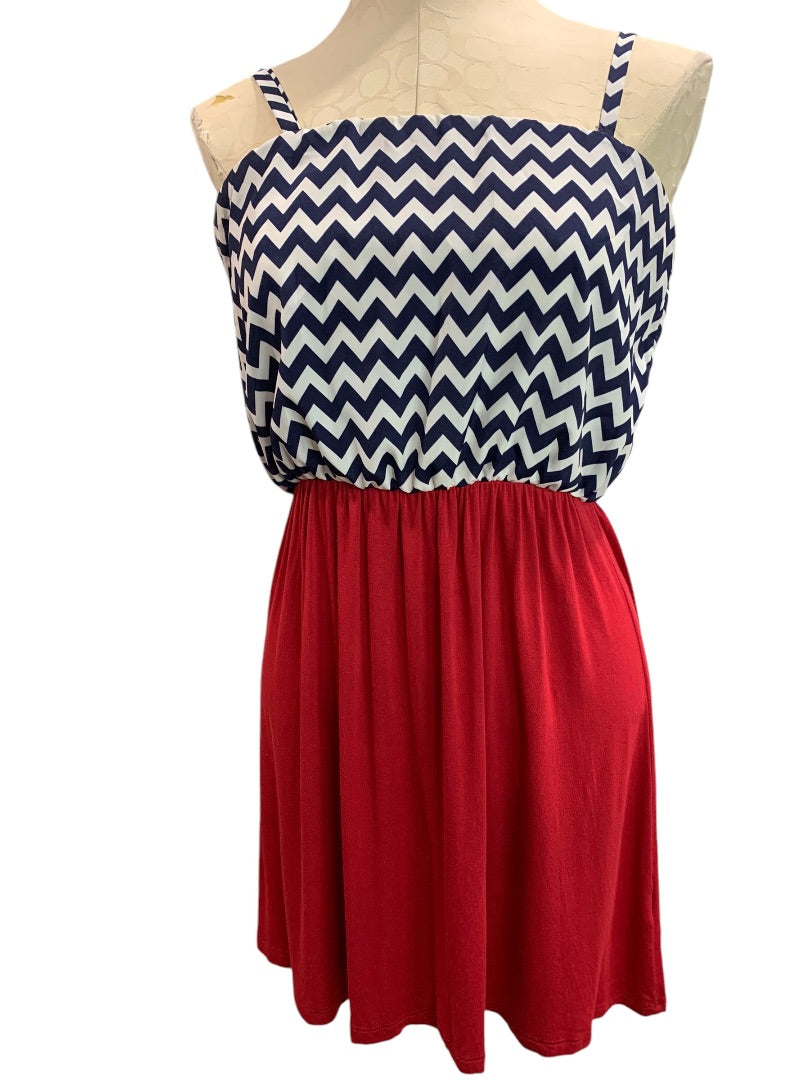 Small Charming Charlie Blocked Dress Convertible Strapless Chevron