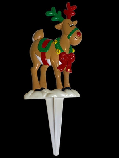 JSNY Rudolph Reindeer Plastic Christmas Yard Lawn Stakes Decor 1990s