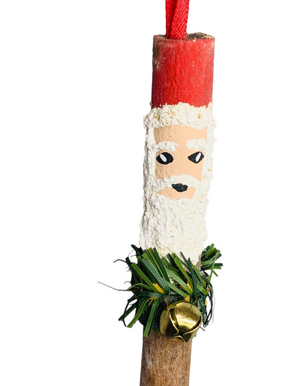 Vintage Cinnamon Stick Santa Ornament Hand Painted 6 Inch