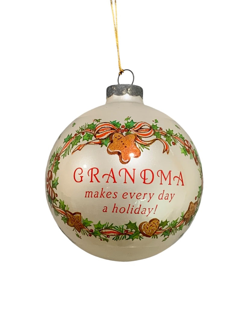 Current Vintage 1990 Grandma Glass Wrap Ornament Ball