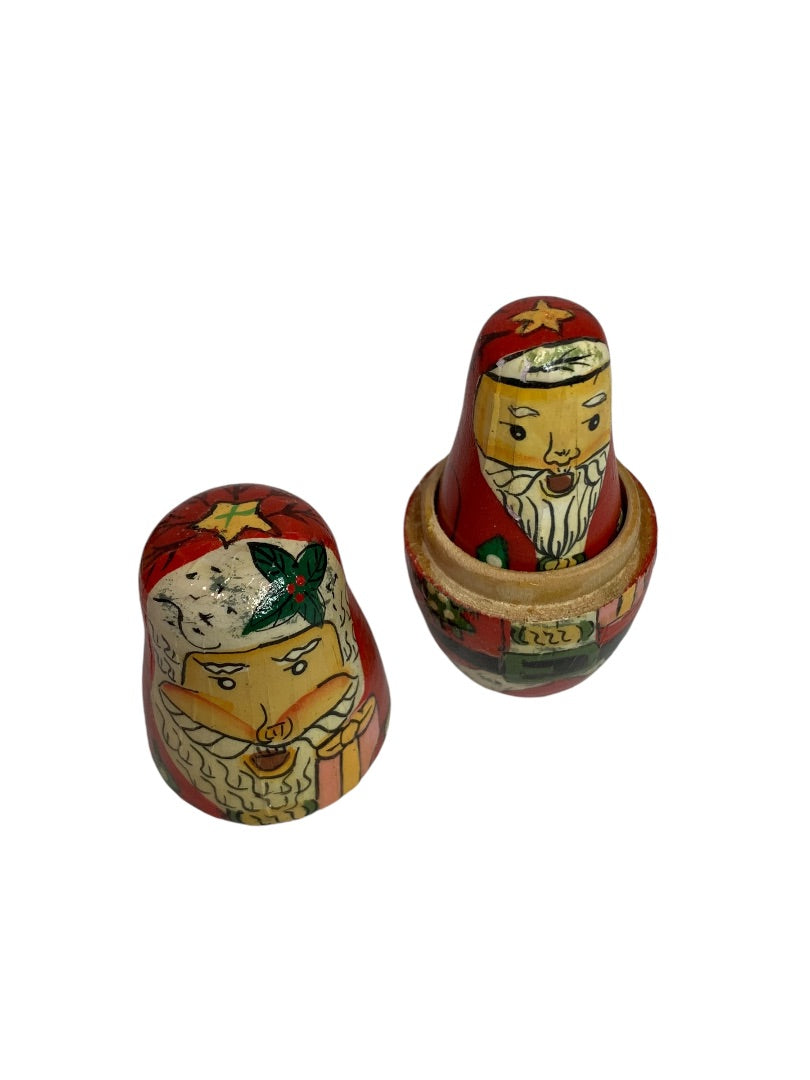 Vintage 1990s Santa Nesting Doll Matryoshka 5 Stacking Defects