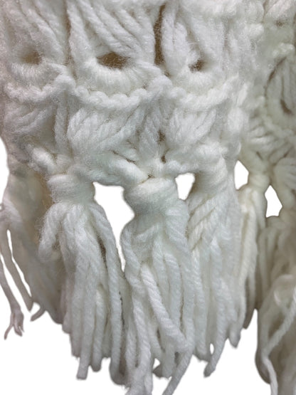 Vintage Crochet Shawl Tassels 18 x 50 Inches White