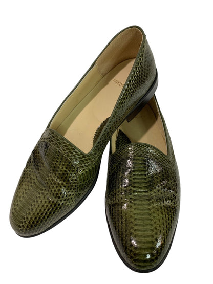 Size 9.5 Stacy Adams Mens Viper Snakeskin Olive Loafers Vintage