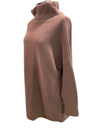 Medium Free People Womens Oversize Mauve Tunic Sweater Mockneck