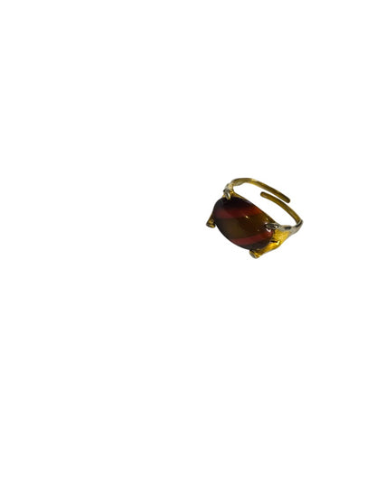 Signed Sarah Coventry Adjustable Ring Goldtone Burgundy Retro