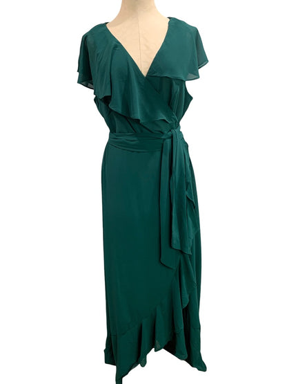 2XL Shein Curve Womens Emerald Green Chiffon Maxi Wrap Dress