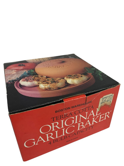 Boston Warehouse Terra Cotta Orignal Garlic Baker 4 Bulb Capacity with Box