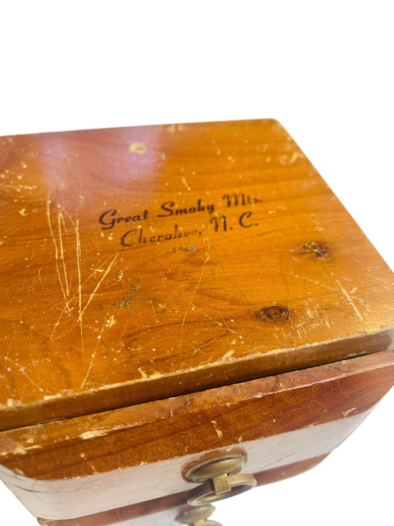 Small Trinket Jewelry Box Great Smoky Mts 2 Drawer 3.75 Inches High