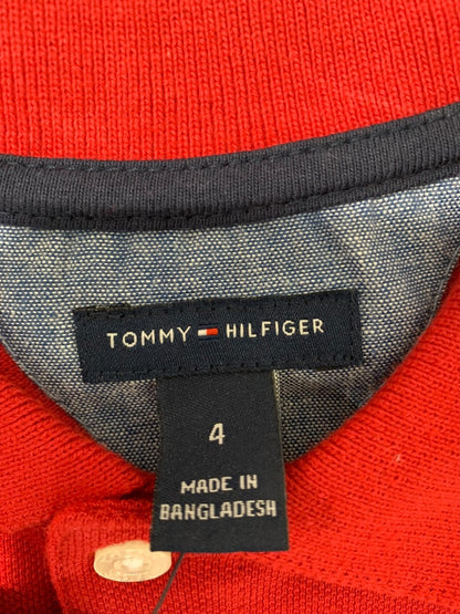 Size 4 Boys Tommy Hilfiger Red Polo Shirt Short Sleeve New