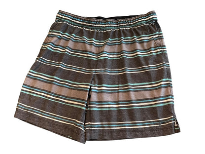 Large Speedo Striped Board Shorts Drawstring Gray Blue Mens Swim