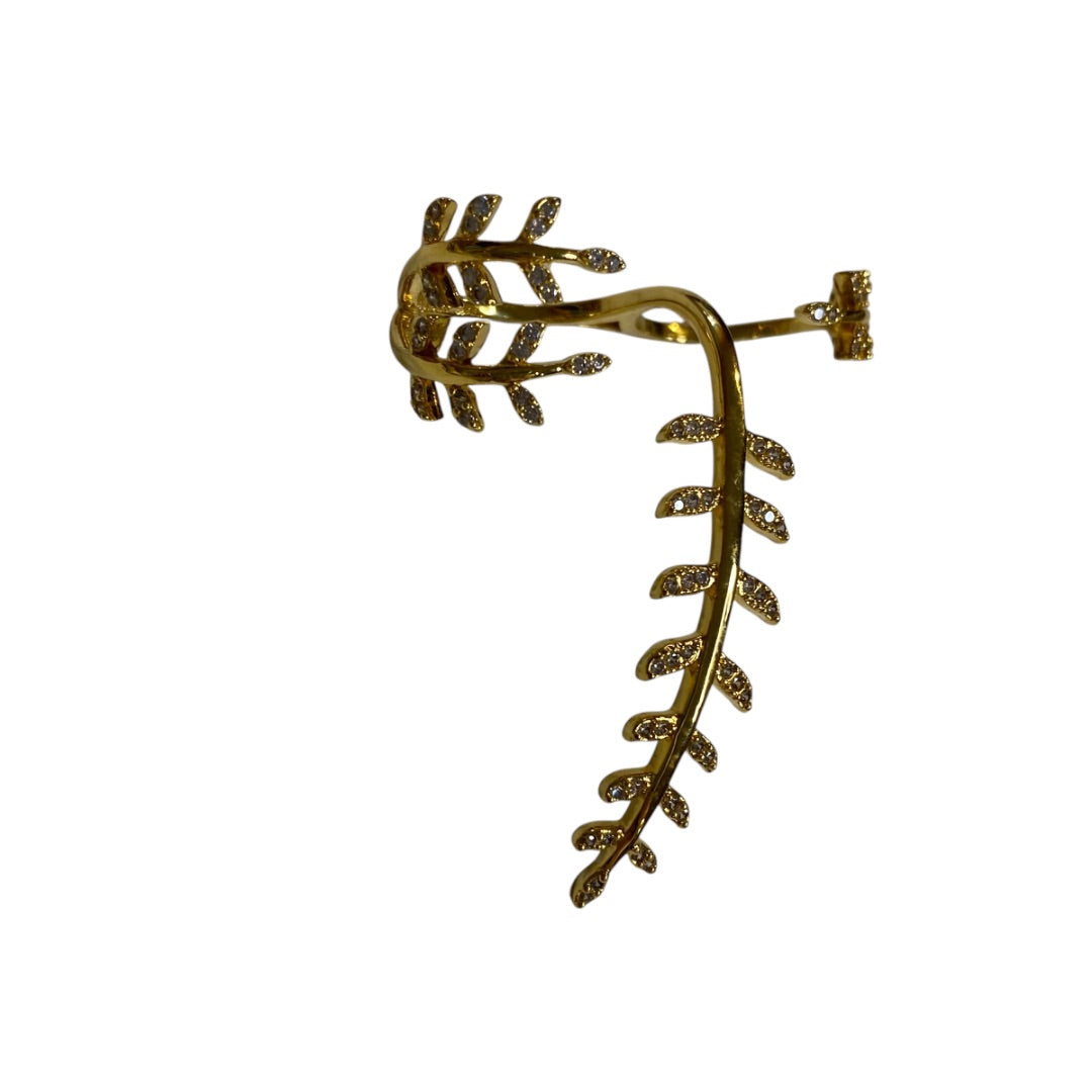 Goldtone Double Ring Adjustable Fern Floral