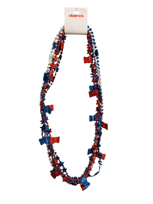 Claires New Set of 6 Overhead Necklaces Patriotic USA Flag Star