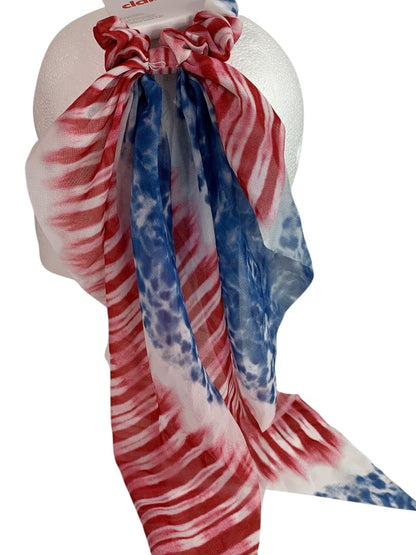 Claires New Hair Elastics Sheer Fabric Cover Train Tail Patriotic