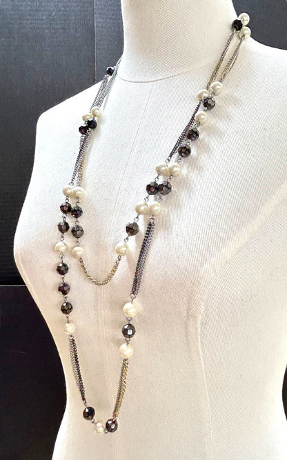 Express Necklace Tiered Mixed Metals  29 Inch 4.5 Inch Drop Lobster Clasp