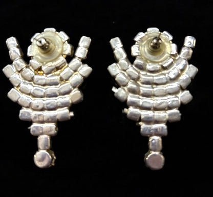 Vintage Rhinestone Pierced Post Earrings  2 Inch Drop No Movement
