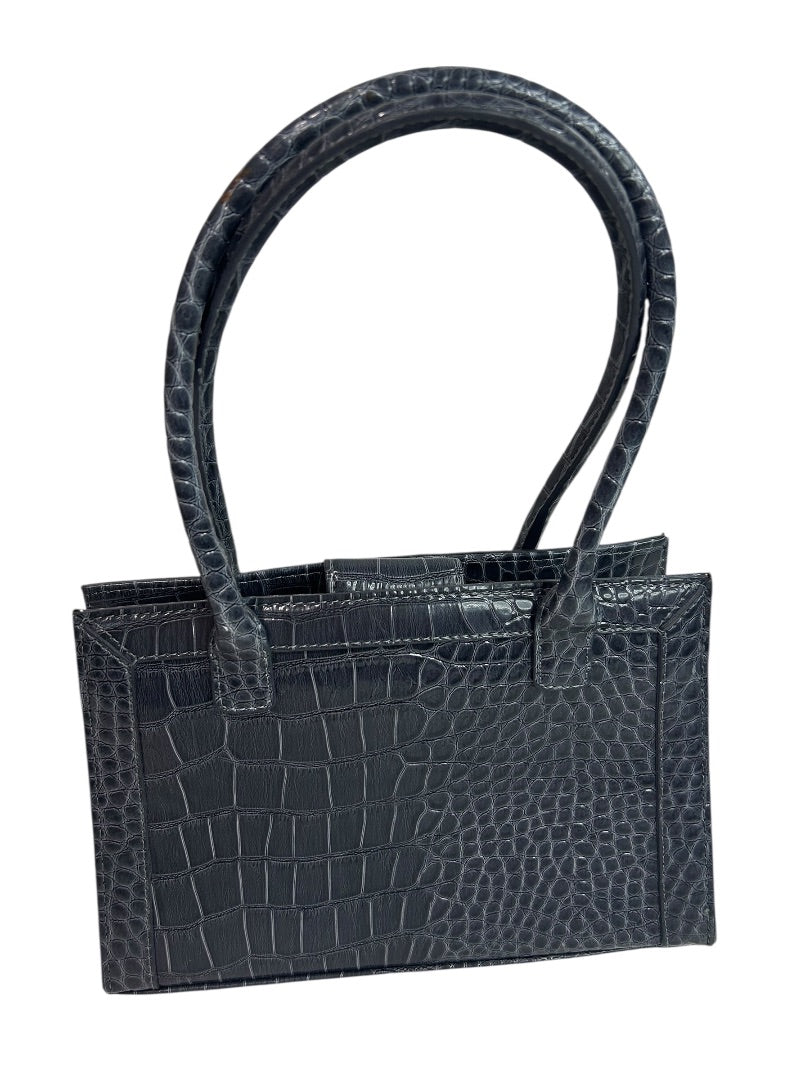 Liz Claiborne Gray Vegan Leather Croc Embossed Tote Handbag Faux Leather